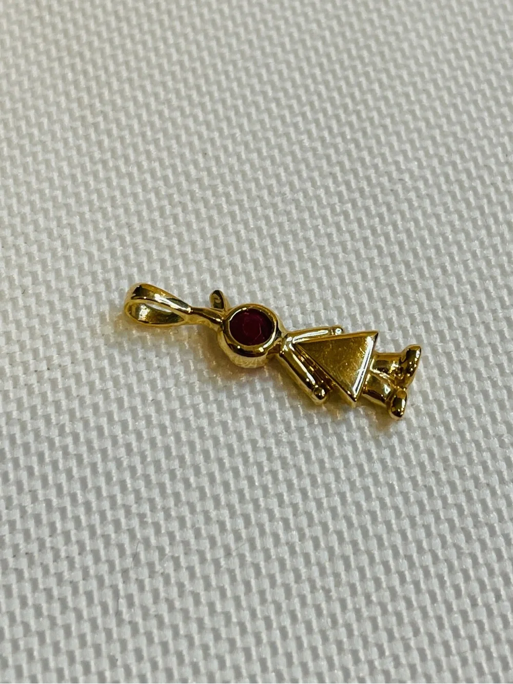 14k Solid Gold Ruby July Birthstone Girl Charm Pendant